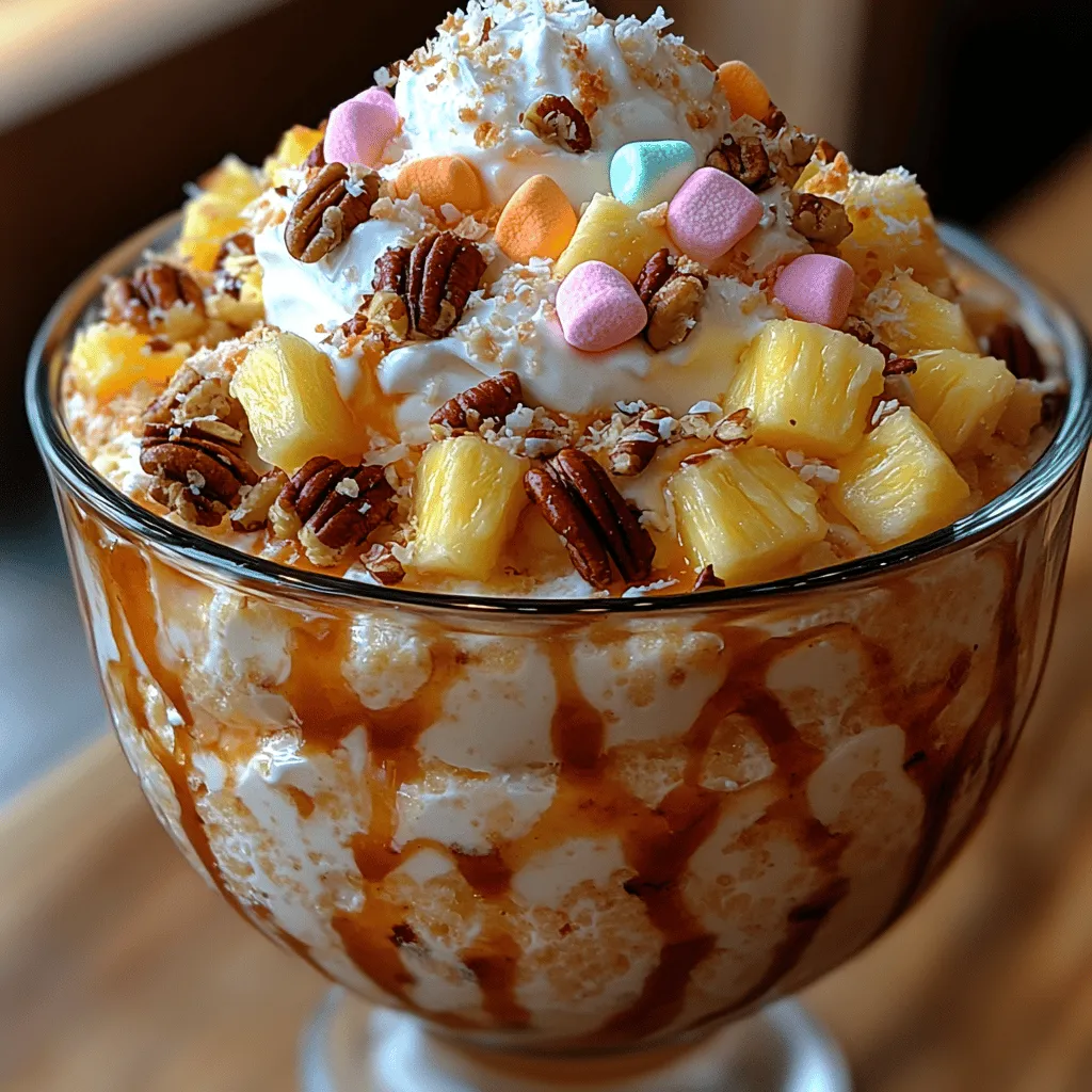 Imagine a warm summer day, surrounded by family and friends, laughter ringing in the air, and the sun shining brightly. As the afternoon rolls on, everyone is looking for something to satisfy their sweet cravings without weighing them down. This is where Tropical Paradise Pineapple Fluff shines. It’s served chilled, making it the perfect refreshing dessert that complements the heat of the season. Whether you’re hosting a luau-themed party or simply enjoying a casual get-together, this dessert will quickly become the star of the show.