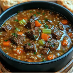 In the realm of comfort food, few dishes can compete with a steaming bowl of hearty beef and barley soup. This nourishing recipe not only warms your body on chilly days but also delights your senses with its rich flavors and wholesome ingredients. Picture this: as the weather turns crisp and the leaves begin to fall, there’s nothing quite like the aroma of simmering beef, fresh vegetables, and fragrant herbs wafting through your home. Hearty beef and barley soup is more than just a meal; it’s an experience that brings warmth, comfort, and a sense of nostalgia.