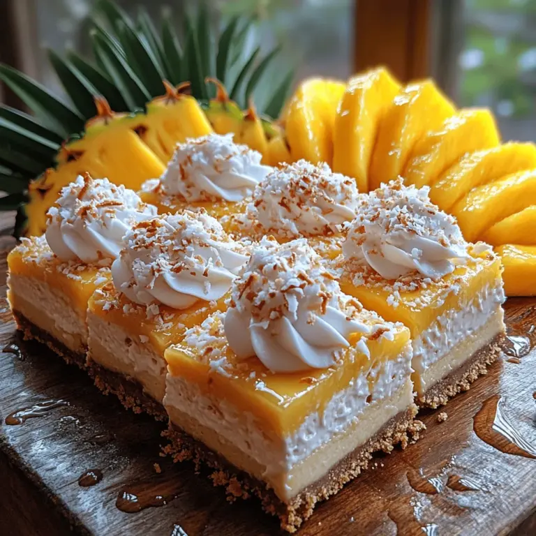 To create the Tropical Dream Coconut Cheesecake Bars, you'll need a handful of key ingredients that work harmoniously together. The main components include: