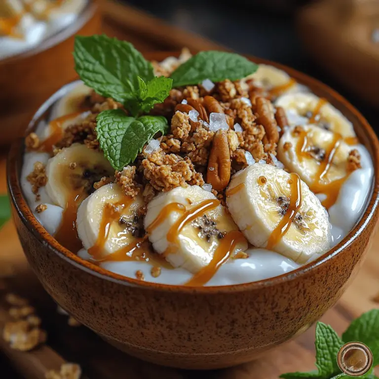 In recent years, yogurt bowls have emerged as a popular trend, captivating breakfast enthusiasts and snack lovers alike. These delightful concoctions are not only visually appealing but also versatile, offering endless possibilities for customization. The Heavenly Salted Caramel Banana Yogurt Bowl exemplifies this trend, combining the creaminess of Greek yogurt with the natural sweetness of ripe bananas and the indulgent flavor of salted caramel. This recipe beautifully strikes a balance between health and indulgence, making it an irresistible choice for any time of the day, whether you’re kickstarting your morning or enjoying a mid-afternoon treat.