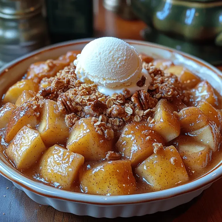 Warm Apple Crumble Delight is not just a dessert; it's a nostalgic embrace of flavors and aromas that evoke memories of cozy family gatherings and crisp fall afternoons. The combination of tender, spiced apples nestled beneath a crunchy, buttery topping creates a comforting treat that is loved by many. This recipe shines particularly in the cooler months when the scent of baked apples and cinnamon wafts through the home, inviting everyone to the kitchen for a slice of warmth.