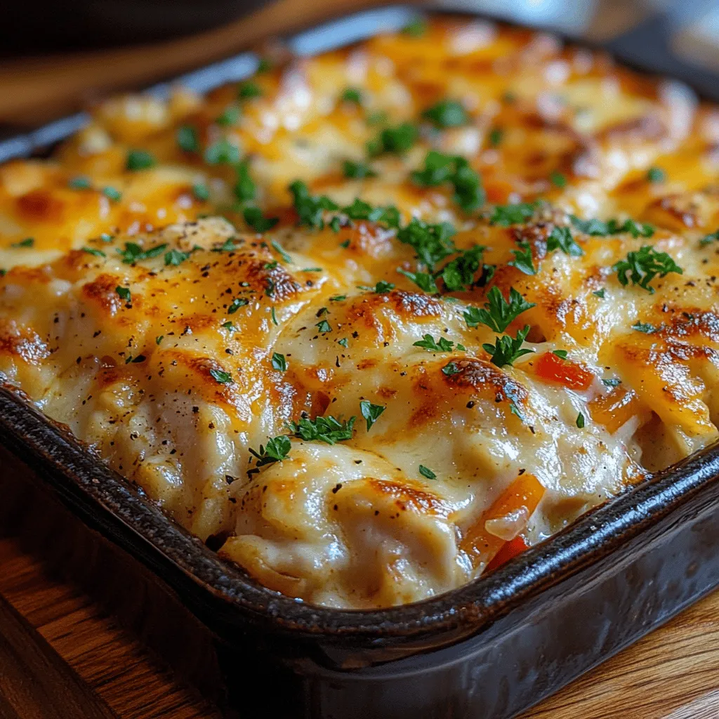 The Cheesy Chicken Delight Casserole is more than just a dish; it's a comforting embrace on a plate, designed to bring families together around the dinner table. This casserole combines tender pieces of chicken with colorful vegetables and a rich blend of creamy cheeses, creating a hearty meal that is perfect for busy weeknights and gatherings alike. Its appeal lies not only in its delicious flavor but also in its effortless preparation, making it an ideal choice for cooks looking to balance convenience with taste.