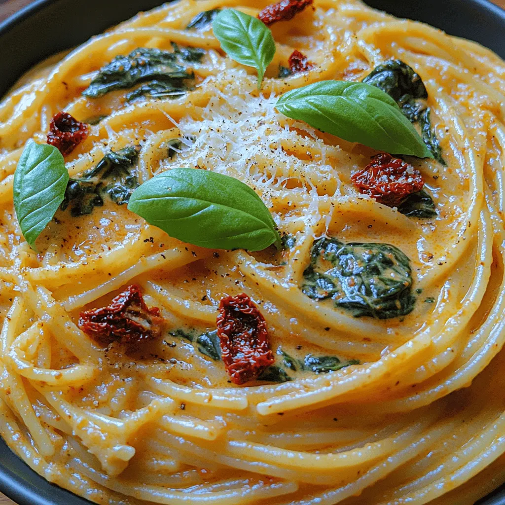 In the world of pasta dishes, few combinations are as delightful and satisfying as spaghetti paired with a creamy sun-dried tomato sauce and fresh spinach. This Creamy Spaghetti & Spinach with Sun-Dried Tomato Sauce is not only a feast for the senses but also a perfect embodiment of comfort food that can effortlessly transition from a busy weeknight dinner to a special occasion meal. The rich, creamy sauce balances beautifully with the vibrant flavors of sun-dried tomatoes and the earthy freshness of spinach, creating a dish that is both wholesome and indulgent.
