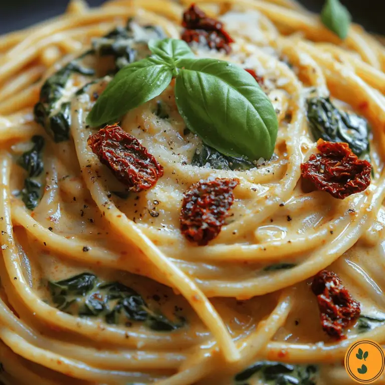 In the world of pasta dishes, few combinations are as delightful and satisfying as spaghetti paired with a creamy sun-dried tomato sauce and fresh spinach. This Creamy Spaghetti & Spinach with Sun-Dried Tomato Sauce is not only a feast for the senses but also a perfect embodiment of comfort food that can effortlessly transition from a busy weeknight dinner to a special occasion meal. The rich, creamy sauce balances beautifully with the vibrant flavors of sun-dried tomatoes and the earthy freshness of spinach, creating a dish that is both wholesome and indulgent.
