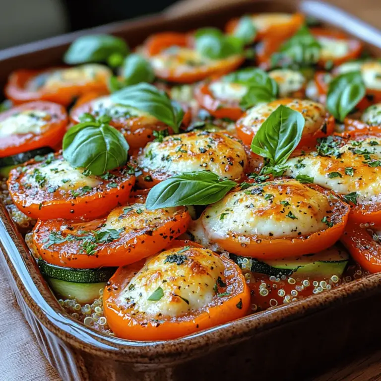 The Colorful Harvest Tomato and Veggie Casserole is a vibrant and wholesome dish that beautifully encapsulates the essence of seasonal cooking. This delicious casserole is a celebration of fresh produce, combining the rich flavors of tomatoes, zucchini, bell peppers, and other vegetables to create a dish that is not only visually appealing but also packed with nutrition. With an abundance of vitamins and minerals, this recipe stands out as a health-conscious choice for those looking to incorporate more vegetables into their diet.