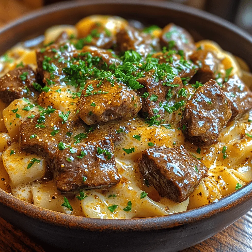 To create the ultimate Sizzling Beef Tips with Creamy Buttery Noodles, it’s crucial to understand the role of each ingredient. Here’s a closer look at the essential components of this delightful dish: