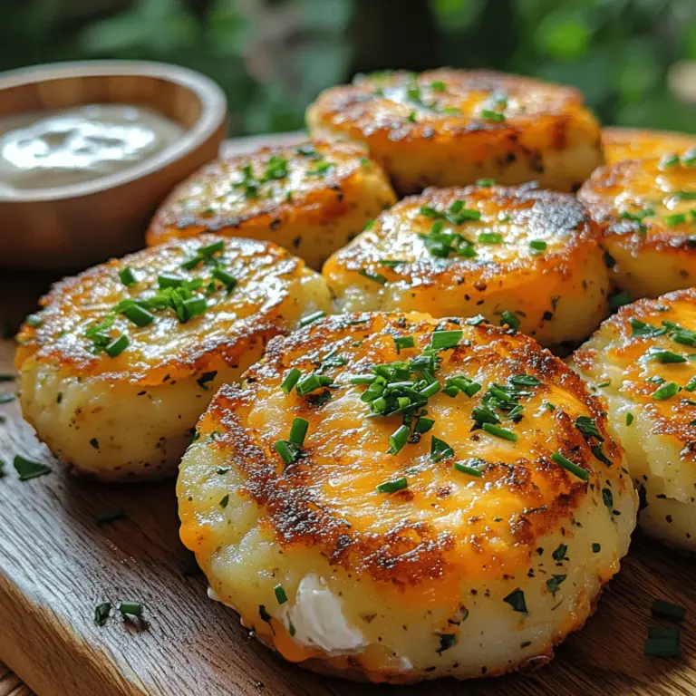 Cheesy Herb-Stuffed Potato Cakes are a delightful dish perfect for any occasion, whether as a comforting side or a satisfying snack. With a crispy exterior and a gooey, cheesy filling, these potato cakes are sure to impress family and friends alike. The combination of fluffy potatoes and melted cheese creates a harmony of textures that is simply irresistible. Originating from the heart of comfort food cuisine, these cakes draw inspiration from traditional potato dishes while adding a modern twist with herb-infused flavors and creamy cheese.