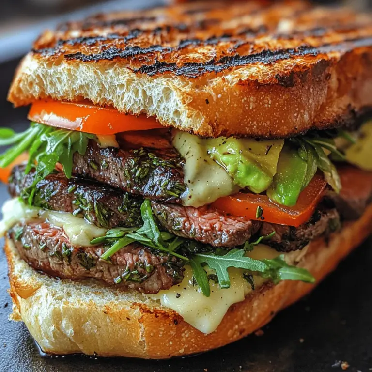 When it comes to satisfying meals that offer a delightful combination of flavors and textures, few dishes can rival the Sizzling Herb-Infused Steak Sandwich. This culinary creation marries the rich, savory notes of perfectly cooked ribeye steak with the aromatic freshness of herbs, all nestled in a crusty, artisan bread. It’s not just a sandwich; it’s an experience that tantalizes the taste buds and satisfies hunger, making it a go-to option for either a hearty lunch or an elegant dinner.
