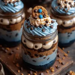 If you’re searching for a whimsical dessert that not only delights the taste buds but also brings a smile to your face, then look no further than Cookie Monster Cake Jars. This inventive treat combines the beloved flavors of cake and cookie dough into a visually stunning presentation that’s perfect for any celebration or casual indulgence. With its vibrant blue hue and playful elements, this dessert is sure to be a hit among both children and adults alike.