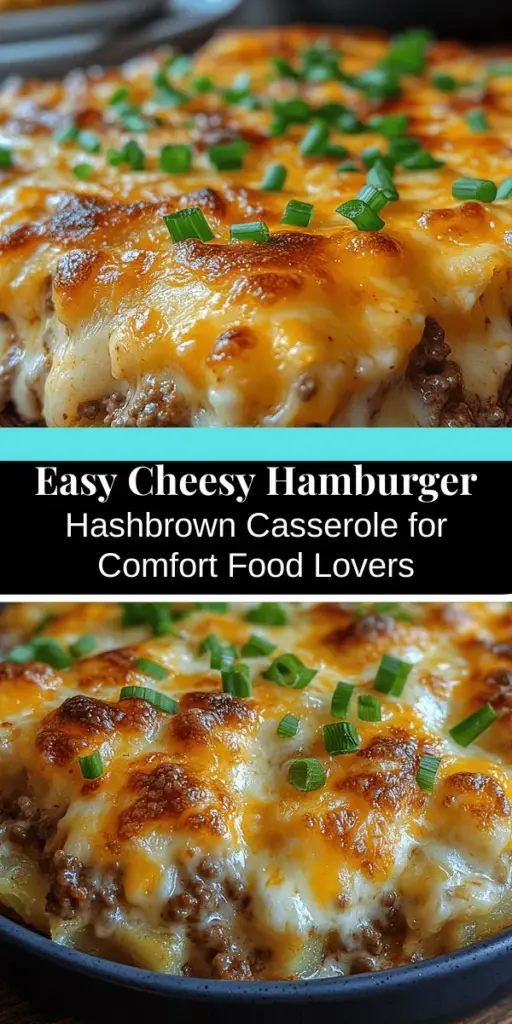 Discover the ultimate comfort food with this Cheesy Hamburger Hashbrown Casserole recipe! Perfect for family dinners or gatherings, this hearty dish combines savory ground beef, creamy cheeses, and crispy hashbrowns for a deliciously satisfying meal. You'll love how easy it is to prepare, allowing you to enjoy a cozy, flavorful dinner without the stress. Learn the step-by-step process and make this crowd-pleasing casserole a staple in your kitchen!