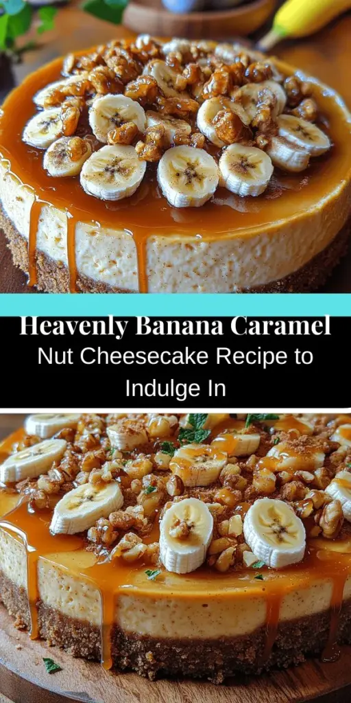 Discover the ultimate dessert with this decadent banana caramel nut cheesecake! Combining the creamy richness of cheesecake with the sweet flavor of ripe bananas, luscious caramel, and crunchy walnuts, this treat is perfect for any occasion. Follow our easy step-by-step guide to create a show-stopping masterpiece that will impress your family and friends. Treat yourself to this heavenly dessert that’s sure to satisfy every sweet craving. Enjoy every indulgent bite!