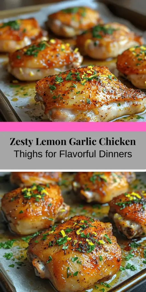 Elevate your dinner experience with Zesty Lemon Garlic Roasted Chicken Thighs, a dish bursting with flavor! Combining fresh lemon for a bright zing with garlic for savory depth, this recipe is simple yet impressive. Perfect for weeknight meals or special gatherings, these juicy, tender chicken thighs are ideal alongside roasted vegetables, salad, or rice. Discover how easy it is to create a flavorful, satisfying dish that will leave everyone wanting more!