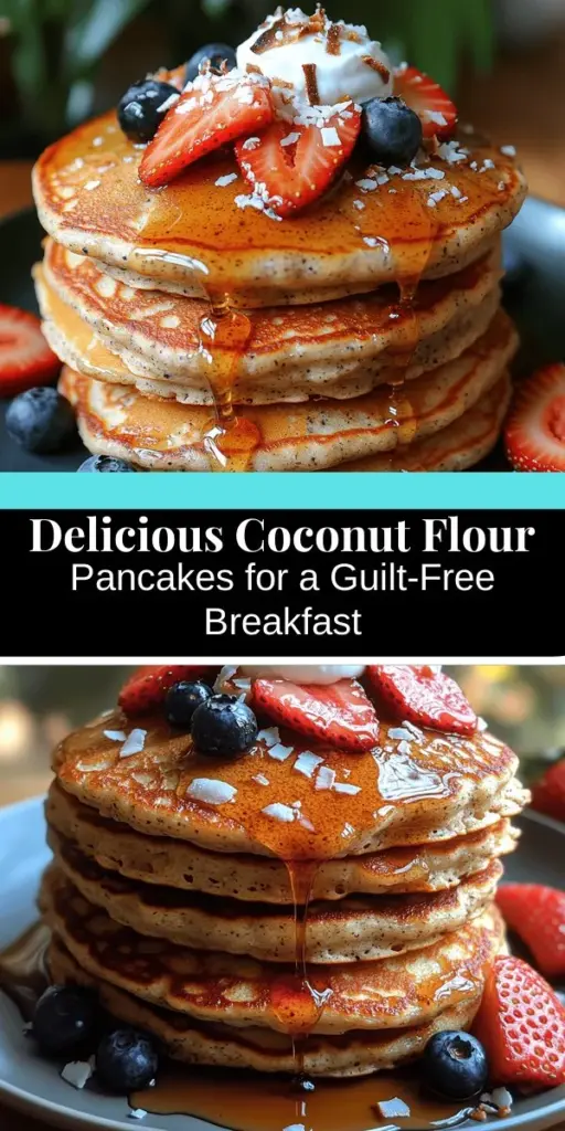 Discover a delightful twist on breakfast with coconut flour pancakes! Perfect for gluten-free and health-conscious diets, these fluffly pancakes are made from coconut flour, which is high in fiber and low in carbs. This easy recipe showcases the versatility of coconut flour while allowing for creative toppings like fresh fruit, yogurt, and nut butter. Enjoy a nutritious start to your day that's packed with flavor and satisfies without the guilt. Perfect for any breakfast lover!