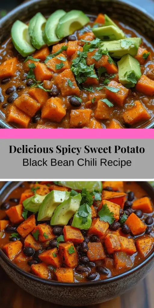 Warm up your kitchen with a bowl of Spicy Sweet Potato Black Bean Chili, a comforting dish that's perfect for any occasion. This nutritious recipe combines the sweetness of roasted sweet potatoes with hearty black beans, creating a delicious, plant-based meal that everyone will love. Infused with spices like cumin and smoked paprika, this chili not only satisfies your taste buds but also packs a powerful nutritional punch. Easy to customize and perfect for leftovers, it's a must-try for cozy evenings or gatherings. Try it today and enjoy a bowl of pure comfort!