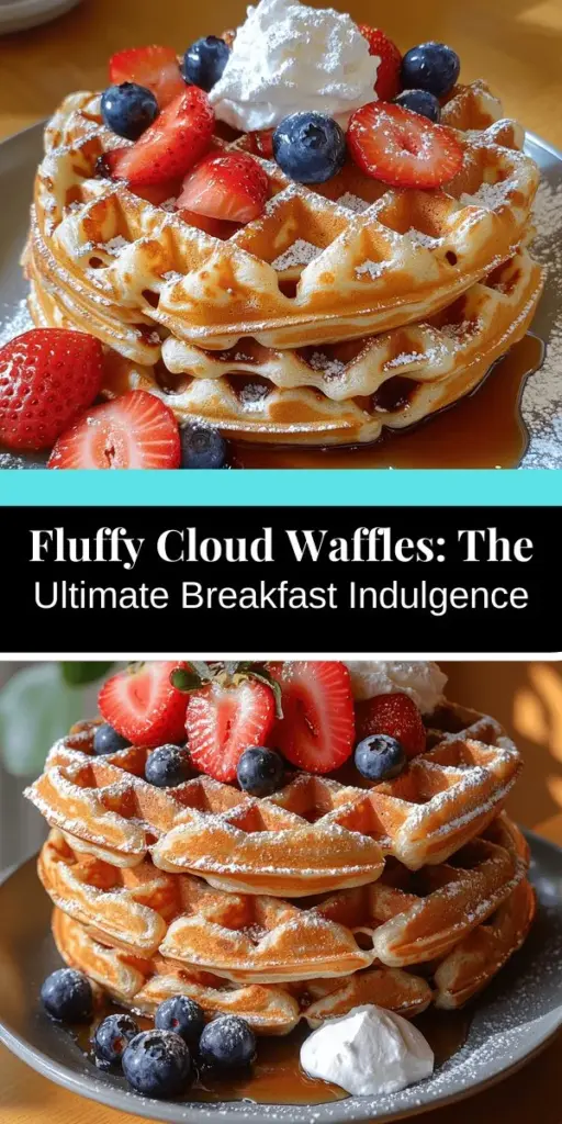 Start your Sunday morning with a stack of Fluffy Cloud Waffles that are sure to impress! This delightful recipe promises light, airy waffles with a golden crisp exterior, perfect for family breakfasts or brunch gatherings. Learn the secrets behind achieving the ideal fluffy texture, including the magic of buttermilk and the importance of proper mixing techniques. Get ready to enjoy these delicious waffles topped with your favorite fruits, syrups, or whipped cream for a truly blissful breakfast experience.