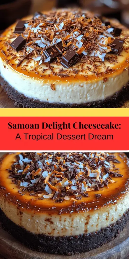 Experience the tropical indulgence of Samoan Delight Cheesecake, a perfect blend of flavors from the South Pacific. With a rich chocolate cookie crust, creamy coconut layer, and a luscious cheesecake filling topped with decadent chocolate ganache, this dessert will take you on a culinary journey. Ideal for special occasions or a sweet treat, our article guides you through the essential ingredients and steps to create this show-stopping dessert. Discover variations and serving tips to make it truly your own!