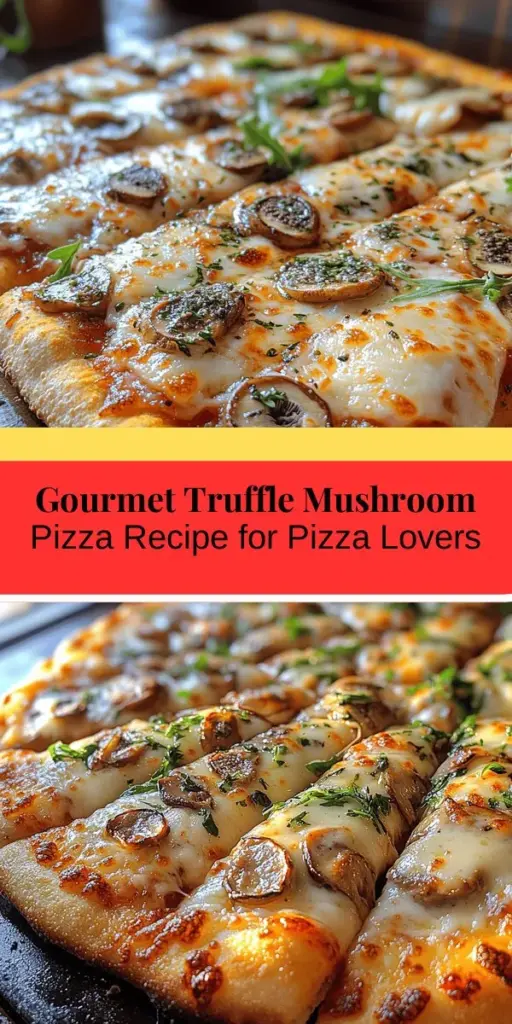 Elevate your pizza night with the Truffle Mushroom Delight Pizza, a gourmet recipe that will impress your guests and satisfy your taste buds. This delectable creation combines earthy mushrooms, creamy mozzarella and fontina, and the luxurious aroma of truffle oil. With a step-by-step guide for making the perfect dough and toppings, you'll be able to recreate this savory masterpiece in your own kitchen. Perfect for special occasions or a cozy dinner at home, this pizza is an unforgettable culinary experience. Discover how to craft an indulgent meal that showcases your love for gourmet flavors!