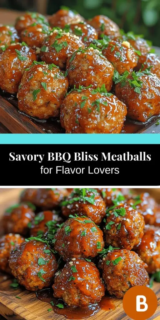 Discover the delicious world of Savory BBQ Bliss Meatballs! This flavorful twist on a classic dish combines ground beef and pork with a blend of spices, breadcrumbs, and rich Parmesan cheese for incredible taste and texture. Perfect for family dinners, parties, or game day, these versatile meatballs can be served on their own, as appetizers, or in sandwiches. Get ready to impress your guests with every savory bite of this crowd-pleasing recipe!