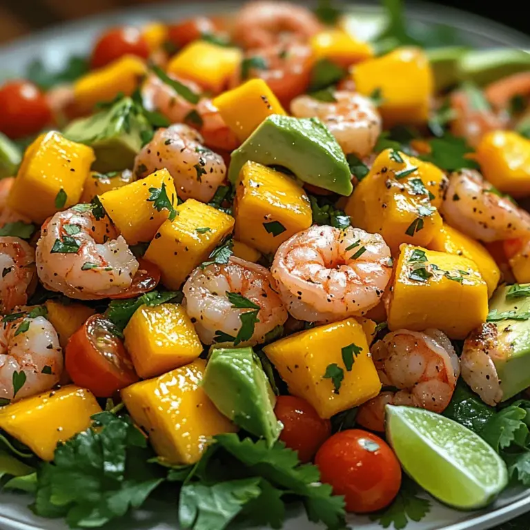 Discover the vibrant flavors of the Tropical Bliss Mango Shrimp Avocado Salad, a refreshing dish that brings the taste of the tropics to your table. This delightful salad not only tantalizes your taste buds with the sweetness of ripe mangoes and the creaminess of avocados but also packs a protein punch with succulent shrimp. Ideal for warm weather or as a light meal, this recipe is designed to be simple yet incredibly satisfying.