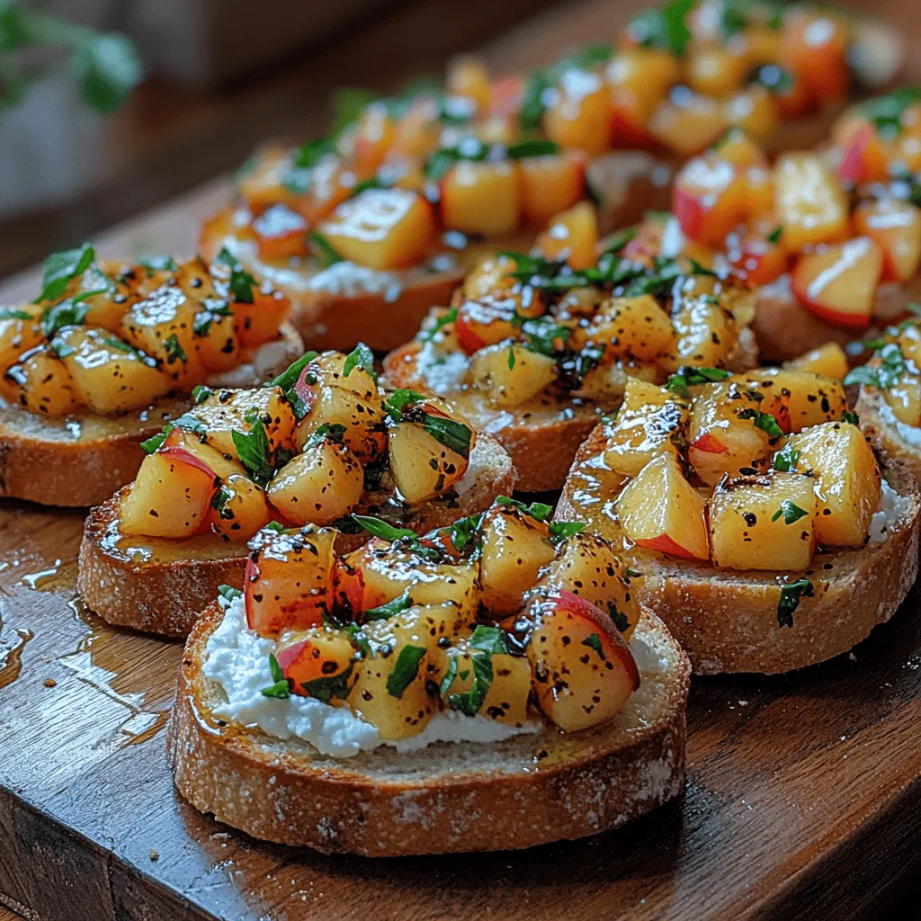 One of the key elements that make Basil Peach Bruschetta so special is the use of fresh, ripe peaches. The importance of selecting perfectly ripe peaches cannot be overstated; their sweetness and juiciness are what truly elevate this dish. When choosing peaches, look for ones that yield slightly to pressure and have a fragrant aroma. Avoid those that are overly soft or have blemishes, as these can compromise the overall flavor and texture.