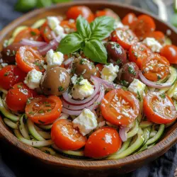 If you're searching for a dish that embodies the vibrant and fresh flavors of the Mediterranean while catering to health-conscious eaters, look no further than the Mediterranean Feta Tomato Zoodle Salad. This delightful recipe not only satisfies the palate but also offers a refreshing take on traditional pasta salads, making it an ideal choice for those seeking lighter meal options.