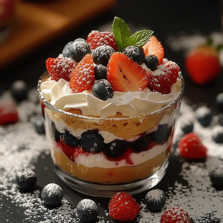 Berry Bliss Trifle Cups offer a visually stunning and delicious dessert that perfectly balances rich flavors and vibrant colors. This charming treat encapsulates the essence of summer with its luscious layers and refreshing taste, making it an ideal choice for various occasions—be it a family gathering, a picnic in the park, or a festive celebration. The versatility of trifle cups lies in their ability to adapt to seasonal fruits and individual preferences, allowing dessert lovers to personalize their creations while enjoying the universally adored combination of cream, cake, and fresh fruit.