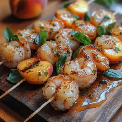 In the realm of summer grilling, few dishes encapsulate the essence of warmth and flavor quite like Grilled Shrimp & Peach Skewers. This delightful recipe marries the sweet and juicy notes of ripe peaches with the savory, smoky flavors of marinated shrimp. The combination creates a tantalizing dish that not only pleases the palate but also tantalizes the eyes with its vibrant colors. Perfect for a backyard barbecue or a casual weeknight dinner, these skewers are a celebration of seasonal ingredients that are both easy to prepare and visually stunning.