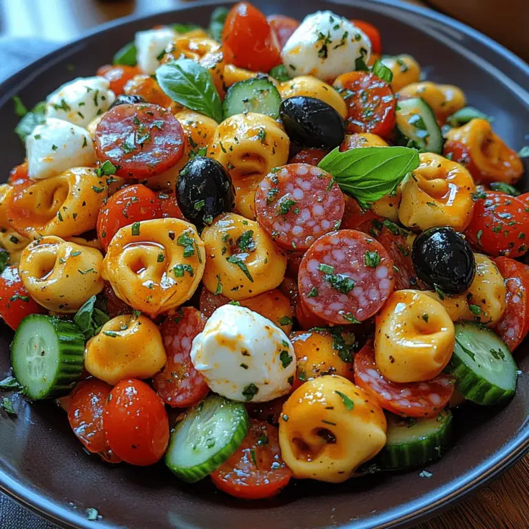 Delight in the vibrant flavors of Italy with this Antipasto Tortellini Pasta Salad. Perfect as a refreshing side dish or a satisfying main course, this recipe combines the creamy goodness of cheese tortellini with a medley of fresh vegetables, savory meats, and zesty Italian dressing. Whether you're hosting a gathering, enjoying a picnic, or simply looking for a quick meal, this pasta salad is sure to please.