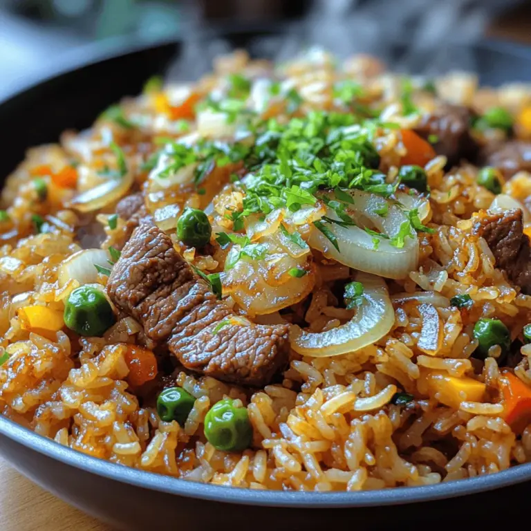 To create the perfect Sizzling Savory Onion Beef Fried Rice, it's essential to understand the role of each ingredient. The combination of high-quality components not only enhances the flavors but also ensures that the dish is both satisfying and nutritious.