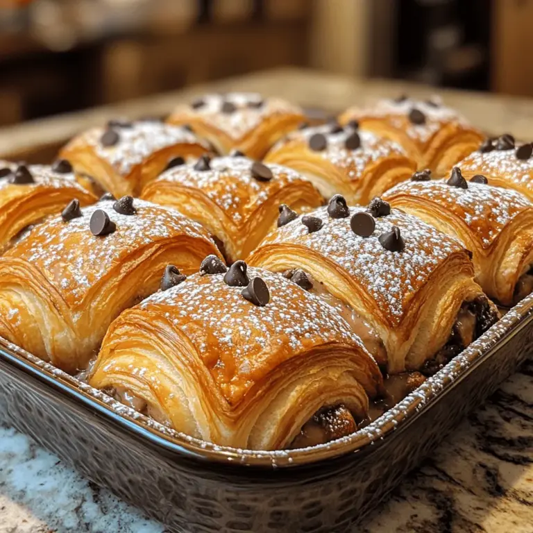 Explore the delightful world of breakfast with our Decadent Chocolate Croissant Breakfast Bake! This indulgent dish combines the flaky richness of buttery croissants with the sweet allure of chocolate, making it a perfect choice for family gatherings or brunch with friends. Imagine waking up to the warm aroma of chocolate melting into golden-brown croissants, perfectly baked and ready to be savored. Not only is it simple to prepare, but it also provides a comforting and satisfying start to your day. In this article, we’ll delve into the recipe, its ingredients, and the steps needed to create this mouthwatering dish, along with some background on its culinary appeal and variations.