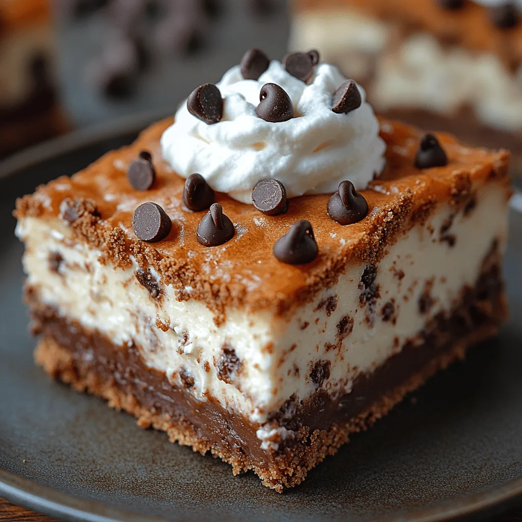 If you’re a dessert lover, there’s a good chance that cheesecake holds a special place in your heart. Its creamy texture and rich flavor make it a timeless favorite among many. However, as culinary trends evolve, dessert enthusiasts are constantly on the lookout for innovative ways to enjoy their beloved treats. Enter the <strong>Heavenly Chocolate Chip Cheesecake Bars</strong>—a modern twist on traditional cheesecake that combines the luxurious creaminess of cheesecake with the indulgent sweetness of chocolate chips, all encapsulated in a convenient, hand-held bar form.” /></p>
</p>
<h3>Heavenly Chocolate Chip Cheesecake Bars: Step-by-Step Guide</h3>
</p>
<p>When creating the perfect cheesecake bars, every step counts, and the details can make a significant difference. In this section, we’ll delve into the essential techniques and tips that will ensure your Heavenly Chocolate Chip Cheesecake Bars turn out smooth, creamy, and irresistibly delicious.</p>
</p>
<h4>The Importance of Softened Cream Cheese</h4>
</p>
<p>One of the most critical components of a cheesecake is the cream cheese. For a velvety texture, it’s vital that you start with softened cream cheese. Cold cream cheese can lead to lumps in your batter, which will affect the overall smoothness of your cheesecake bars. To soften cream cheese effectively, remove it from the refrigerator and allow it to sit at room temperature for about 30 minutes. If you’re short on time, you can cut it into smaller cubes to expedite the softening process.</p>
</p>
<h4>Incorporating Eggs Without Overmixing</h4>
</p>
<p>When adding eggs to your cheesecake mixture, it’s crucial to incorporate them delicately. Overmixing can introduce too much air into the batter, resulting in cracks during baking. Start by adding one egg at a time, mixing on low speed just until combined. This gentle approach helps maintain a creamy texture while preventing excessive air from entering the mixture.</p>
</p>
<h4>Folding in Chocolate Chips for Even Distribution</h4>
</p>
<p>Once your cheesecake batter is smooth and well-blended, it’s time to fold in the chocolate chips. This technique is essential for maintaining the batter’s texture. Use a spatula to gently fold the chocolate chips into the batter, ensuring they are evenly distributed without overworking the mixture. This method will ensure that each bite of your cheesecake bars is filled with melty chocolate goodness.</p>
</p>
<h3>Assembling the Cheesecake Bars</h3>
</p>
<h4>Pouring and Spreading the Cheesecake Mixture Evenly</h4>
</p>
<p>After preparing your batter, it’s time to assemble the cheesecake bars. Begin by pouring the cheesecake mixture into the prepared crust. To achieve an even layer, use a spatula to spread the mixture across the crust gently. Start from the center and work your way to the edges, ensuring that the batter fills the corners of the pan. A well-spread cheesecake batter not only looks more appealing but also bakes more evenly.</p>
</p>
<h4>Enhancing Presentation with Chocolate Chips on Top</h4>
</p>
<p>For an extra touch of visual appeal, sprinkle a few additional chocolate chips on top of the cheesecake mixture before baking. Not only do these chocolate morsels enhance the presentation, but they also create a deliciously melty topping as the bars bake. This simple step elevates the overall look of your dessert and makes it even more enticing.</p>
</p>
<h3>Baking Process</h3>
</p>
<h4>Ideal Baking Conditions and Indicators of Doneness</h4>
</p>
<p>The baking stage is where the magic happens. Preheat your oven to the specified temperature and place your cheesecake bars in the center. Baking them at the right temperature is crucial for achieving the desired texture. Keep a close eye on the bars as they bake. You want to look for a slight jiggle in the center when you gently shake the pan. This jiggle indicates that the cheesecake is set but still creamy.</p>
</p>
<h4>Cooling Techniques</h4>
</p>
<p>Once your cheesecake bars are done baking, it’s essential to let them cool properly. Allow the pan to sit at room temperature for about an hour. This gradual cooling helps prevent cracks from forming on the surface. After they’ve cooled to room temperature, transfer them to the refrigerator. Chilling the bars for at least four hours, or preferably overnight, allows the flavors to meld and the texture to firm up, resulting in a truly heavenly dessert.</p>
</p>
<h3>Chilling and Serving</h3>
</p>
<h4>The Significance of Chilling</h4>
</p>
<p>Chilling your cheesecake bars is not just a suggestion; it’s a vital step in the process. This period allows the flavors to develop fully and the texture to reach that perfect creamy consistency. Skipping the chilling step can lead to a texture that is too soft and a flavor that lacks depth.</p>
</p>
<h4>Tips for Slicing the Bars Cleanly</h4>
</p>
<p>When it comes time to serve your cheesecake bars, you’ll want to slice them neatly. To achieve clean cuts, use a sharp knife and dip it in hot water before slicing. Wiping the knife between cuts will also help maintain clean edges. For an added indulgent touch, consider topping each bar with a dollop of whipped cream. This not only enhances flavor but also adds a beautiful presentation.</p>
</p>
<h4>Serving Suggestions</h4>
</p>
<p>These cheesecake bars are perfect for any occasion, from casual family gatherings to more formal celebrations. Pair them with fresh berries, a drizzle of chocolate sauce, or serve them alongside a scoop of vanilla ice cream for a delightful contrast in textures.</p>
</p>
<h3>Nutritional Information</h3>
</p>
<p>Understanding the nutritional content of your Heavenly Chocolate Chip Cheesecake Bars can help you enjoy them mindfully. Each serving contains approximately:</p>
</p>
<p>– <strong>Calories</strong>: 350</p>
<p>– <strong>Total Fat</strong>: 22g</p>
<p>– <strong>Carbohydrates</strong>: 30g</p>
<p>– <strong>Protein</strong>: 6g</p>
</p>
<p>While these bars are indeed a treat, it’s essential to indulge in moderation. Enjoying a small piece can satisfy your sweet tooth without completely derailing your dietary goals.</p>
</p>
<h3>Conclusion</h3>
</p>
<p>In summary, making Heavenly Chocolate Chip Cheesecake Bars is a delightful experience that culminates in a delicious dessert perfect for sharing with family and friends. The combination of creamy cheesecake and rich chocolate creates a heavenly treat that will leave everyone asking for seconds.</p>
</p>
<p>We encourage you to share this recipe with your loved ones, making it a centerpiece for gatherings and special occasions. The joy of baking and creating memorable desserts at home is unmatched. So gather your ingredients, preheat that oven, and embark on a sweet journey to cheesecake bliss. Your taste buds will thank you!</p>
</div>