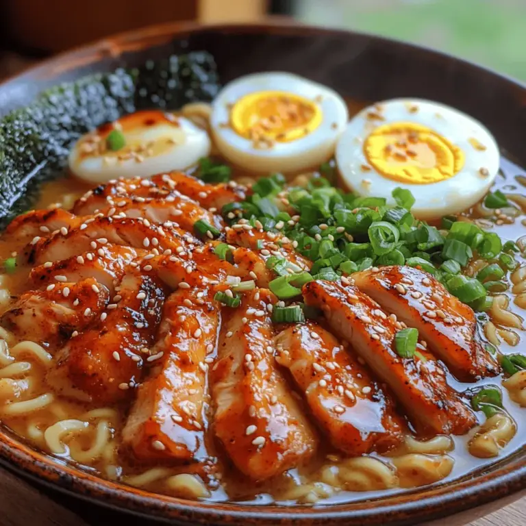 Spicy Samurai Ramen is not just another bowl of noodles; it's an experience that delivers an exciting balance of spice and creaminess. This dish marries the depth of a savory chicken broth with the heat of chili, creating a symphony of flavors that dance on the palate. The addition of a creamy garlic sauce elevates the bowl, providing a luxurious texture that envelops the noodles and toppings. Whether you’re a spice lover or simply looking to try something new, Spicy Samurai Ramen offers an adventure in every bite.