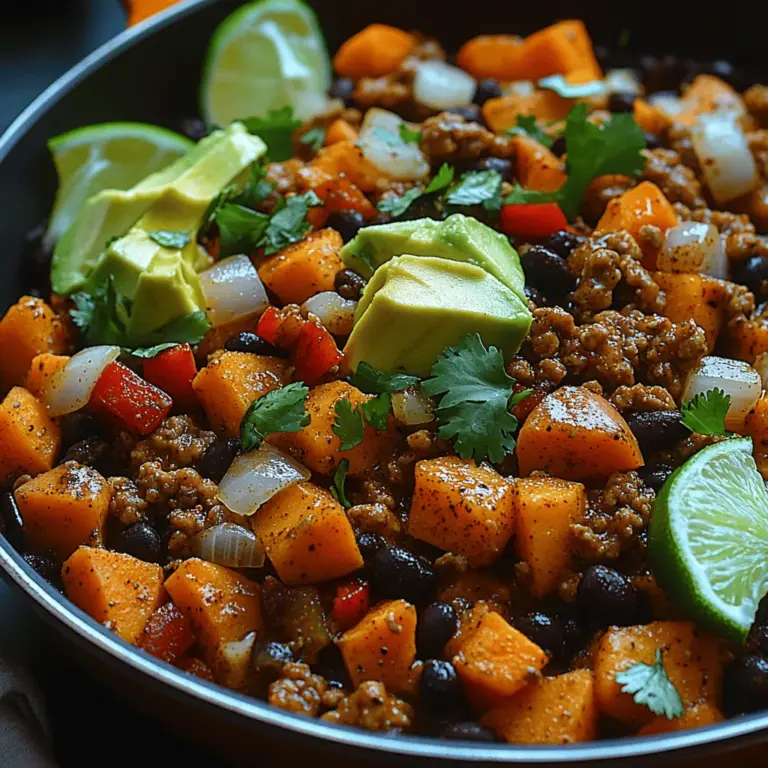 Looking for a delicious recipe that's not only satisfying but also packed with nutrients? Introducing the Savory Turkey & Sweet Potato Delight, a perfect blend of flavors and health benefits that will leave your taste buds dancing with joy. This dish features ground turkey and sweet potatoes, two superstar ingredients known for their nutritional value and versatility. The ground turkey adds a lean protein punch, while sweet potatoes bring a natural sweetness along with a host of vitamins and minerals to the table.