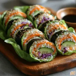 Sushi has long been a beloved dish worldwide, with its unique combination of flavors and textures. Over the years, the concept of sushi has evolved beyond traditional rolls, giving rise to a creative and healthier alternative: sushi wraps. Rainbow Sushi Lettuce Wraps are a fresh, vibrant twist on classic sushi that not only tantalizes the taste buds but also appeals to health-conscious eaters. By using crisp lettuce instead of rice paper or nori, these wraps are not only gluten-free but also lower in calories, making them a perfect option for those seeking light yet flavorful meals.