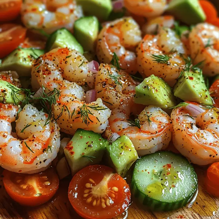 As the temperatures rise and summer approaches, there’s nothing quite as satisfying as a light, refreshing salad that not only tantalizes the taste buds but also provides a nutritional punch. The *Refreshing Cucumber Shrimp Salad* stands out as an ideal dish for warm weather, combining the succulent flavors of shrimp with crisp cucumbers, ripe cherry tomatoes, and creamy avocado. Each bite is a delightful balance of flavors and textures, making it a perfect choice for summer gatherings, picnics, or a light meal at home.