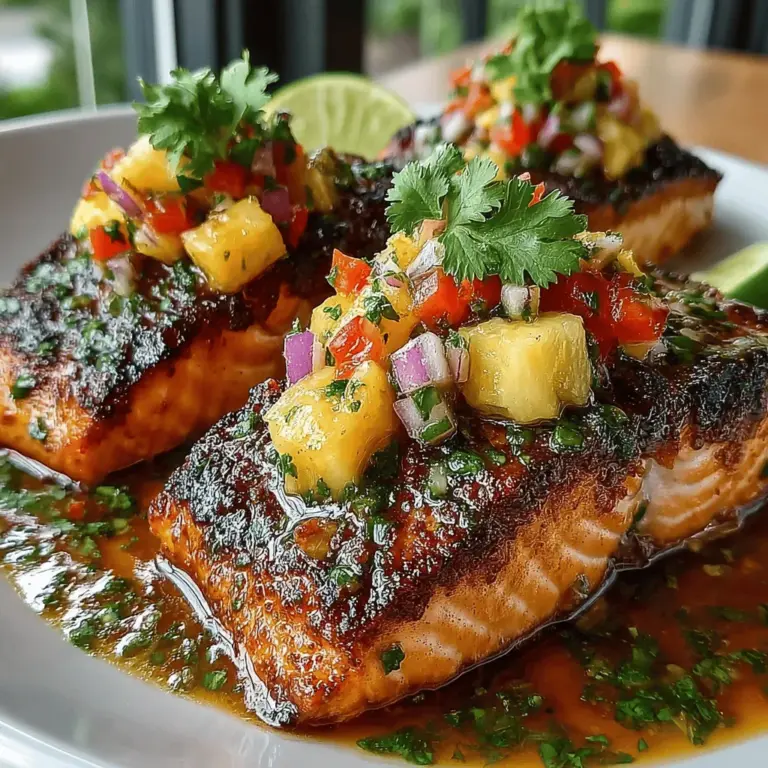 Imagine a dish that encapsulates the essence of summer—vibrant, refreshing, and bursting with flavor. Tropical Bliss: Grilled Salmon with Pineapple Salsa is just that. This delightful recipe is a harmonious blend of succulent grilled salmon paired with a zesty pineapple salsa, making it a perfect centerpiece for any warm-weather gathering. The appeal of this dish goes beyond its taste; it captures the spirit of summer grilling, transporting you to sun-soaked beaches and tropical getaways with every bite.