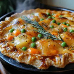 There’s something undeniably comforting about a warm, homemade chicken pot pie. This dish embodies the essence of comfort food, wrapping tender chicken and vibrant vegetables in a flaky crust, all bathed in a creamy, savory sauce. Chicken pot pie has woven itself into culinary traditions around the globe, cherished for its heartiness and the warmth it brings to the dinner table. What sets this recipe apart is the aromatic infusion of fresh herbs, particularly rosemary and thyme, which elevate the flavor profile and add a touch of sophistication to this classic dish.