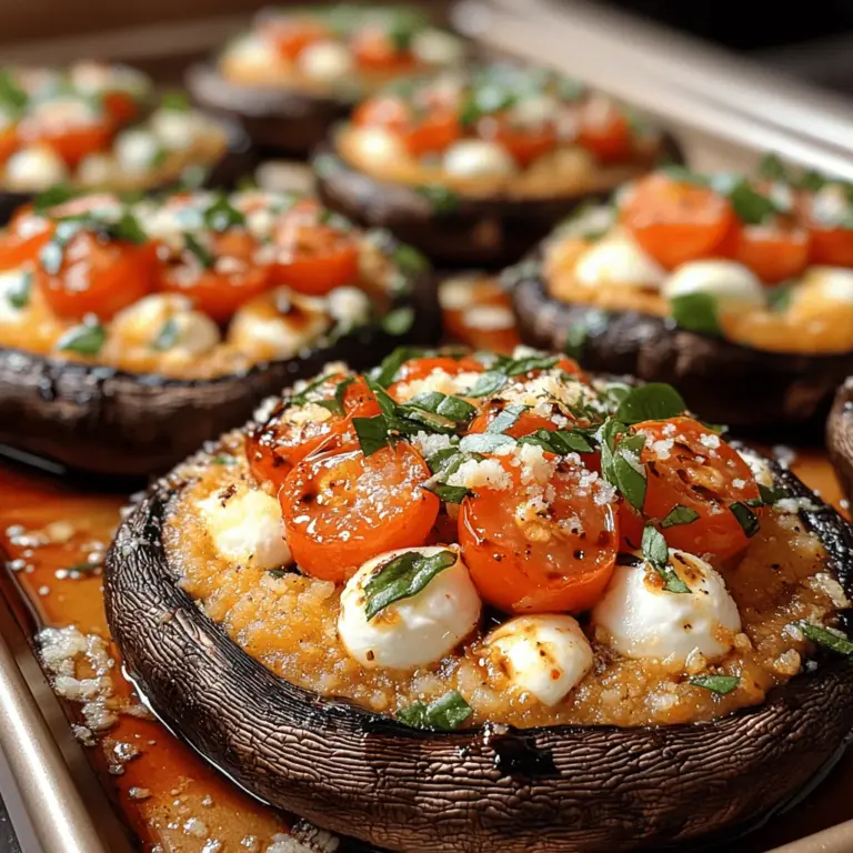 The Caprese Delight Portobello Caps recipe is a delightful twist on the classic Caprese salad, reimagined in a way that celebrates the rich, earthy flavor of Portobello mushrooms. This dish merges culinary traditions from Italy with the creative flair of contemporary cooking, making it not only a visually stunning plate but also a flavor-packed meal. The origins of the Caprese salad trace back to the Isle of Capri in Italy, where fresh mozzarella, tomatoes, and basil come together to create a symphony of flavors that capture the essence of Italian cuisine. By substituting the traditional ingredients with hearty Portobello caps, we elevate this dish into a satisfying entrée perfect for any occasion.