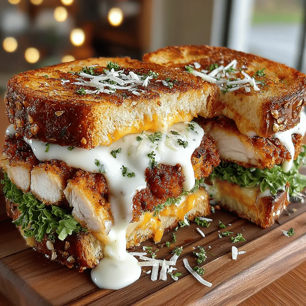 The Crunchy Caesar Delight: Crispy Chicken Caesar Sandwich Melts is a culinary masterpiece that transforms a beloved classic into a satisfying sandwich. This recipe is a harmonious blend of flavors and textures, combining the crispy goodness of fried chicken with the creamy richness of homemade Caesar dressing, all while being layered with fresh romaine lettuce and gooey cheese. Encased in toasted sourdough or ciabatta bread, this sandwich is perfect for those seeking a hearty lunch or a casual dinner option that is both comforting and impressive.