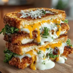 The Crunchy Caesar Delight: Crispy Chicken Caesar Sandwich Melts is a culinary masterpiece that transforms a beloved classic into a satisfying sandwich. This recipe is a harmonious blend of flavors and textures, combining the crispy goodness of fried chicken with the creamy richness of homemade Caesar dressing, all while being layered with fresh romaine lettuce and gooey cheese. Encased in toasted sourdough or ciabatta bread, this sandwich is perfect for those seeking a hearty lunch or a casual dinner option that is both comforting and impressive.