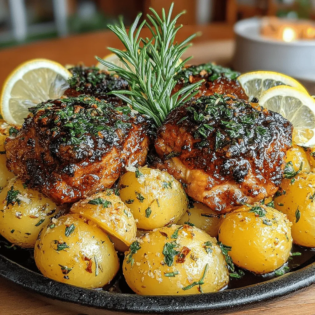 The Zesty Lemon Rosemary Chicken & Crispy Potato Bake is a delightful dish that brings together the vibrant flavors of fresh herbs and citrus with the heartiness of roasted potatoes and succulent chicken. This recipe is not only easy to prepare but also offers a satisfying meal that appeals to the senses. Imagine the aroma of rosemary mingling with the bright scent of lemon wafting through your kitchen while the chicken roasts to golden perfection. The crispy edges of the potatoes provide a satisfying contrast to the tender chicken, making this dish a favorite for family dinners or casual gatherings.
