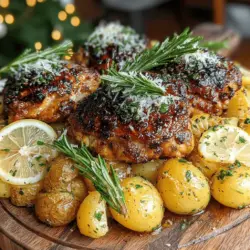 The Zesty Lemon Rosemary Chicken & Crispy Potato Bake is a delightful dish that brings together the vibrant flavors of fresh herbs and citrus with the heartiness of roasted potatoes and succulent chicken. This recipe is not only easy to prepare but also offers a satisfying meal that appeals to the senses. Imagine the aroma of rosemary mingling with the bright scent of lemon wafting through your kitchen while the chicken roasts to golden perfection. The crispy edges of the potatoes provide a satisfying contrast to the tender chicken, making this dish a favorite for family dinners or casual gatherings.