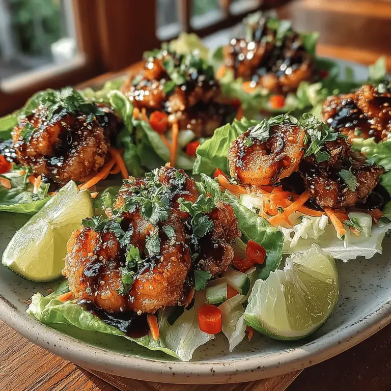 Are you ready to taste a dish that perfectly marries the savory essence of shrimp with the sweet and tangy notes of blueberry? Shrimp Lettuce Wraps with Blueberry Glaze is a delightful culinary creation that not only excites the palate but also offers a healthy option for those seeking a low-carb meal. This vibrant recipe is ideal for lunch, dinner, or as an impressive appetizer for gatherings, showcasing how innovative cooking can transform everyday ingredients into a gourmet experience.