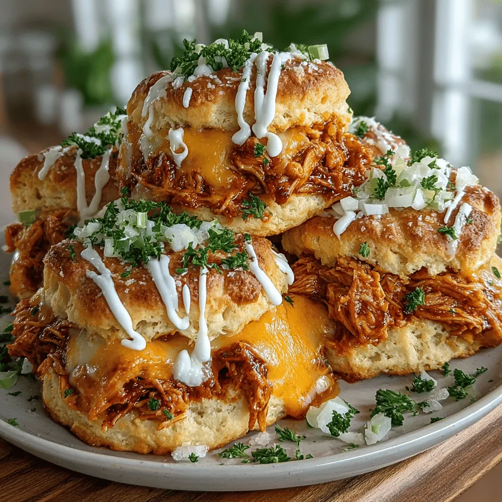 If you're in search of a tasty and effortless snack or meal option, look no further than Buffalo Chicken and Ranch Biscuit Sliders. This delightful dish brings together the classic flavors of buffalo chicken, known for its fiery kick and savory depth, and combines them with the comforting texture of flaky biscuits. Not only are these sliders a crowd-pleaser for game days and gatherings, but they also make for a satisfying family dinner that can be whipped up in no time.