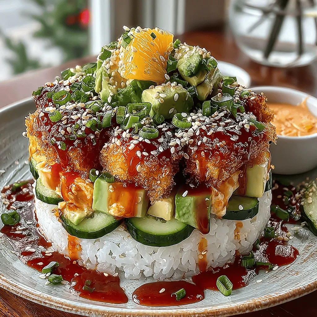 Sushi Stack Delight is a vibrant, modern interpretation of traditional sushi that beautifully marries fresh ingredients and bold flavors into an elegantly layered dish. This recipe not only highlights the delightful taste of sushi but also offers a visually captivating presentation that is perfect for gatherings or a special dinner at home. With sushi-grade tuna, creamy avocado, and tangy seasonings, the Sushi Stack is not only easy to prepare but also serves as an impressive centerpiece that will undoubtedly wow your guests.