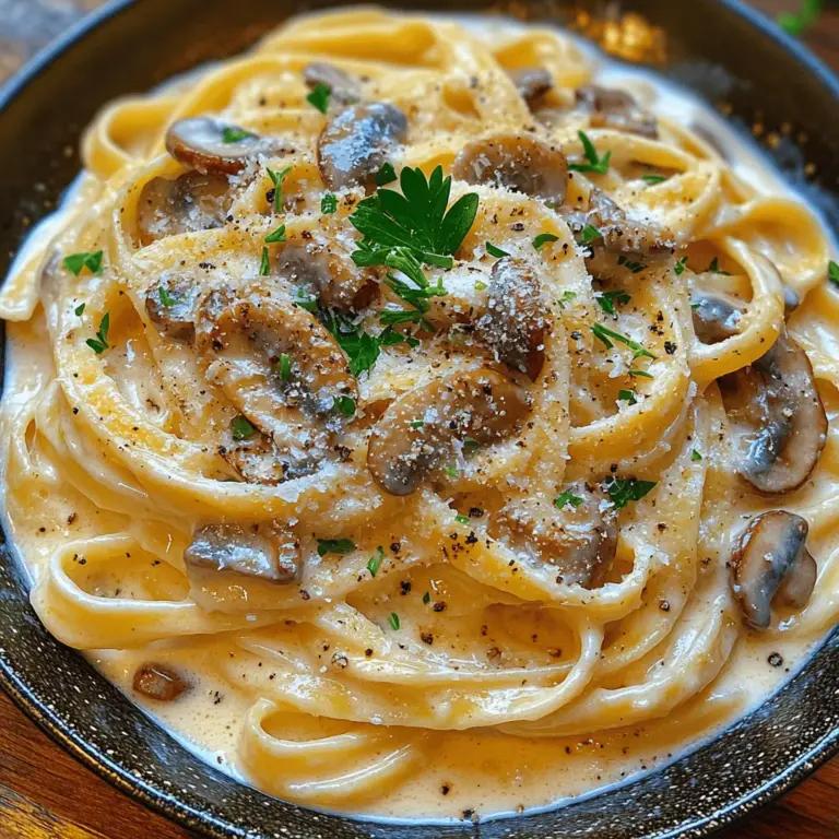 If you're searching for a dish that embodies the essence of comfort food, look no further than Creamy Garlic Mushroom Pasta. This delightful recipe offers a harmonious blend of flavors that are both satisfying and indulgent. The rich creaminess paired with the earthy notes of garlic and mushrooms creates a culinary masterpiece that is sure to please palates of all ages. Not only is it delicious, but its simplicity and versatility make it a go-to option for weeknight dinners or special occasions alike.
