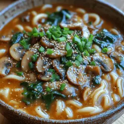 Earthy Miso Mushroom Udon is a dish that tantalizes taste buds with its rich umami flavors and comforting textures. As a staple in Japanese cuisine, udon noodles are celebrated for their thick, chewy consistency, making them perfect for soaking up delicious broths and sauces. The combination of earthy mushrooms and savory miso creates a delightful harmony, offering a bowl of warmth that’s both nourishing and satisfying. Whether you are a seasoned chef or a novice in the kitchen, this recipe is accessible and full of flavor, making it an ideal addition to your culinary repertoire.