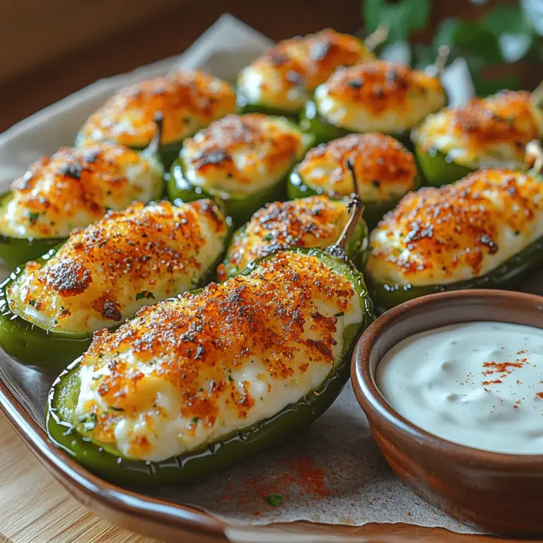 Crispy Jalapeño Cheese Poppers are a crowd-pleasing appetizer that combines the perfect balance of heat and creaminess. These delightful bite-sized treats feature fresh jalapeños filled with a rich cheese mixture, coated in a crispy breading, and fried or baked to golden perfection. Ideal for parties, game day gatherings, or simply as a flavorful snack at home, these poppers are sure to impress anyone who enjoys a little kick in their culinary experience.