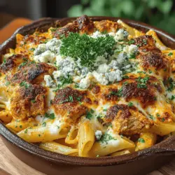 If you’re in search of a dish that perfectly marries comfort food with bold flavors, look no further than Spicy & Creamy Buffalo Chicken Pasta Bake. This delightful casserole combines tender pasta with zesty buffalo chicken, enveloped in a rich and creamy sauce, creating a meal that is both indulgent and satisfying. The combination of creaminess and spice makes it a standout choice for family dinners, potlucks, or any gathering where delicious food is the star of the show.