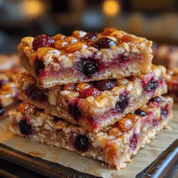 Baking your Wholesome Berry Nut Oatmeal Bars to perfection requires attention to detail. Start by preheating your oven to 350°F (175°C). While the oven is heating up, prepare your baking pan. Line an 8x8 inch (20x20 cm) square baking pan with parchment paper, allowing some overhang to make it easier to lift the bars out later.